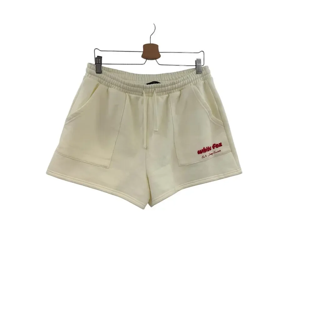 White Fox Era 8 Lounge‎ Essentials Cream Sweat Shorts Drawstring Size XL